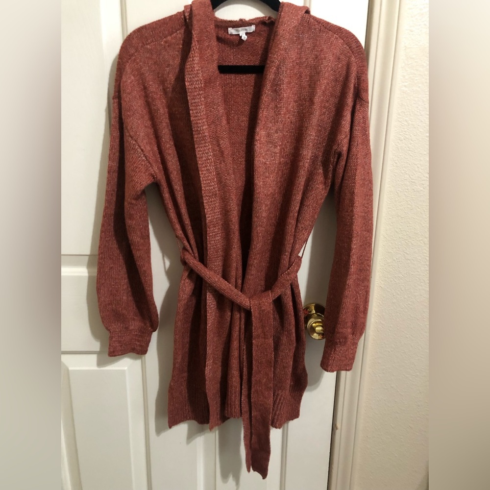 Cute hooded cardigan with belt brand new w/o tags